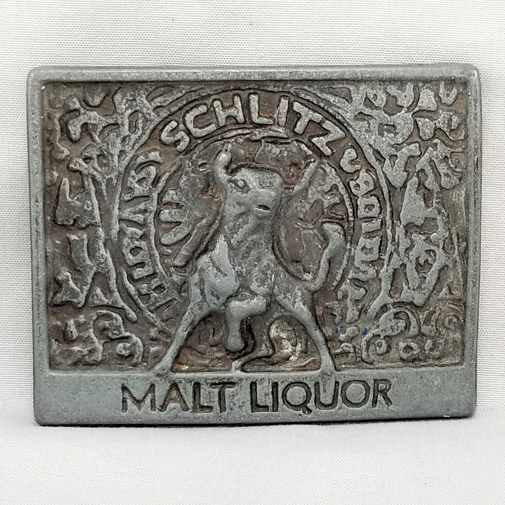 Schlitz Malt Liquor Belt Buckle - Retro Brewery Beer Collectible - Bull Design